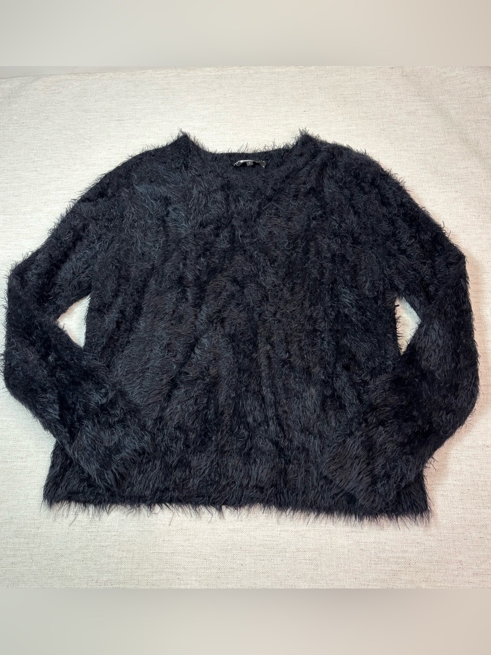 Generation Love women Size S Fuzzy crew neck Sweater in black long sleeve
